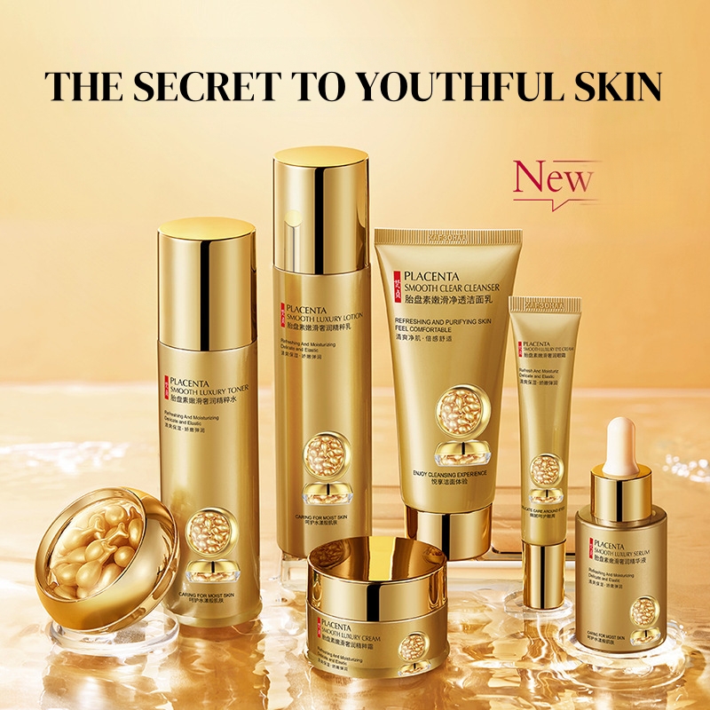 Luxury Skincare Kit - Placenta huidverzorgingsset van zeven stukken, rijk
