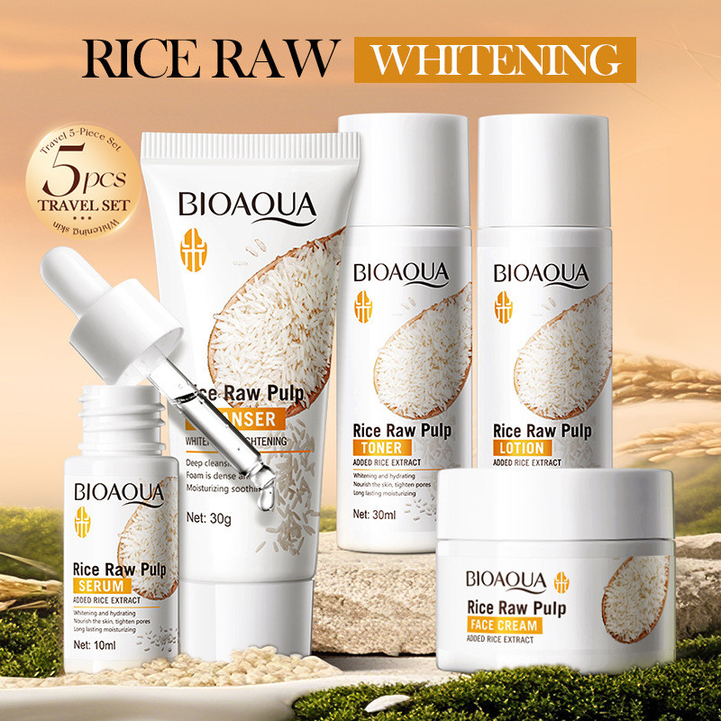 5pcs BIOAOUA Rijst Ruwe Whiten - Luxury Skincare Kit recensie en prijs